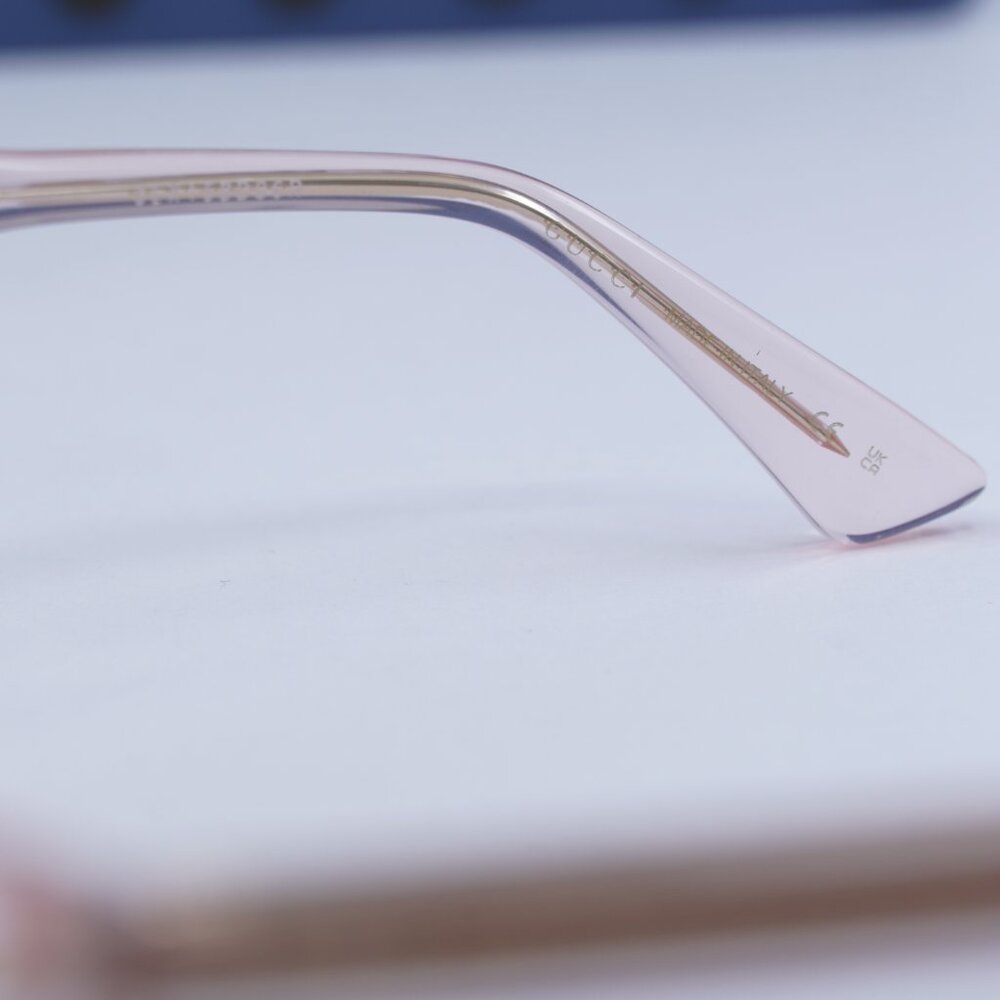 Gucci GG0184O 013 Square Eyeglasses - Transparent Pink 50mm - Picture 5 of 12
